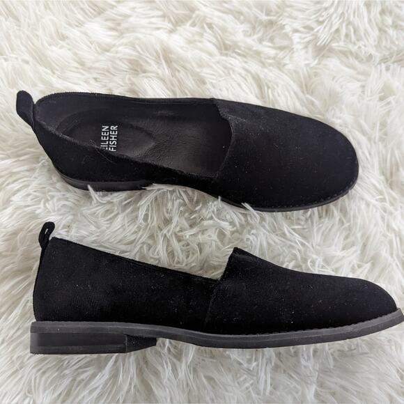 Women's Eileen Fisher Demi Black Velvet Loafer Shoes Size 7 - Picture 1 of 6